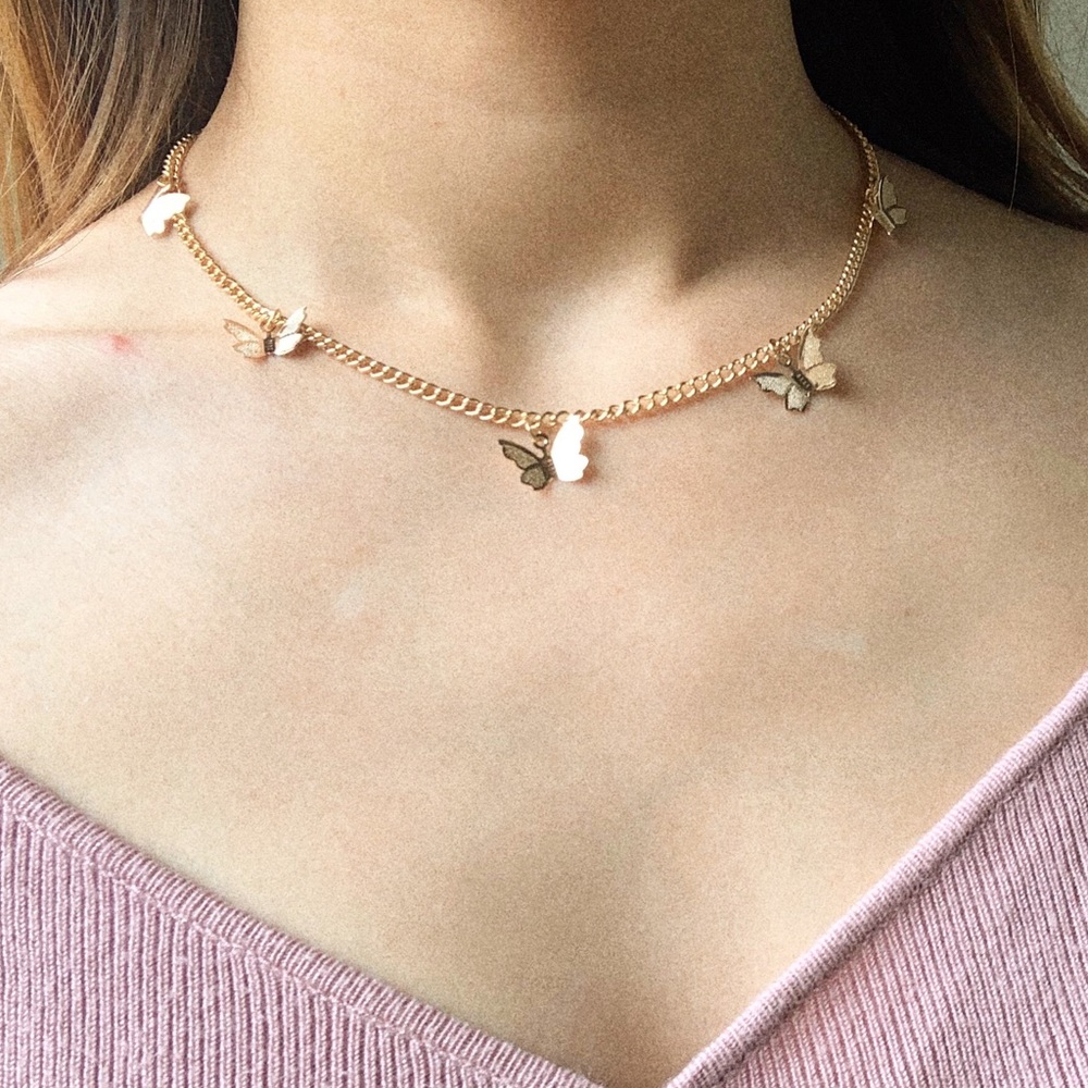 Last One! Gold Plated Butterfly Ensemble Necklace - Picture 6 of 6